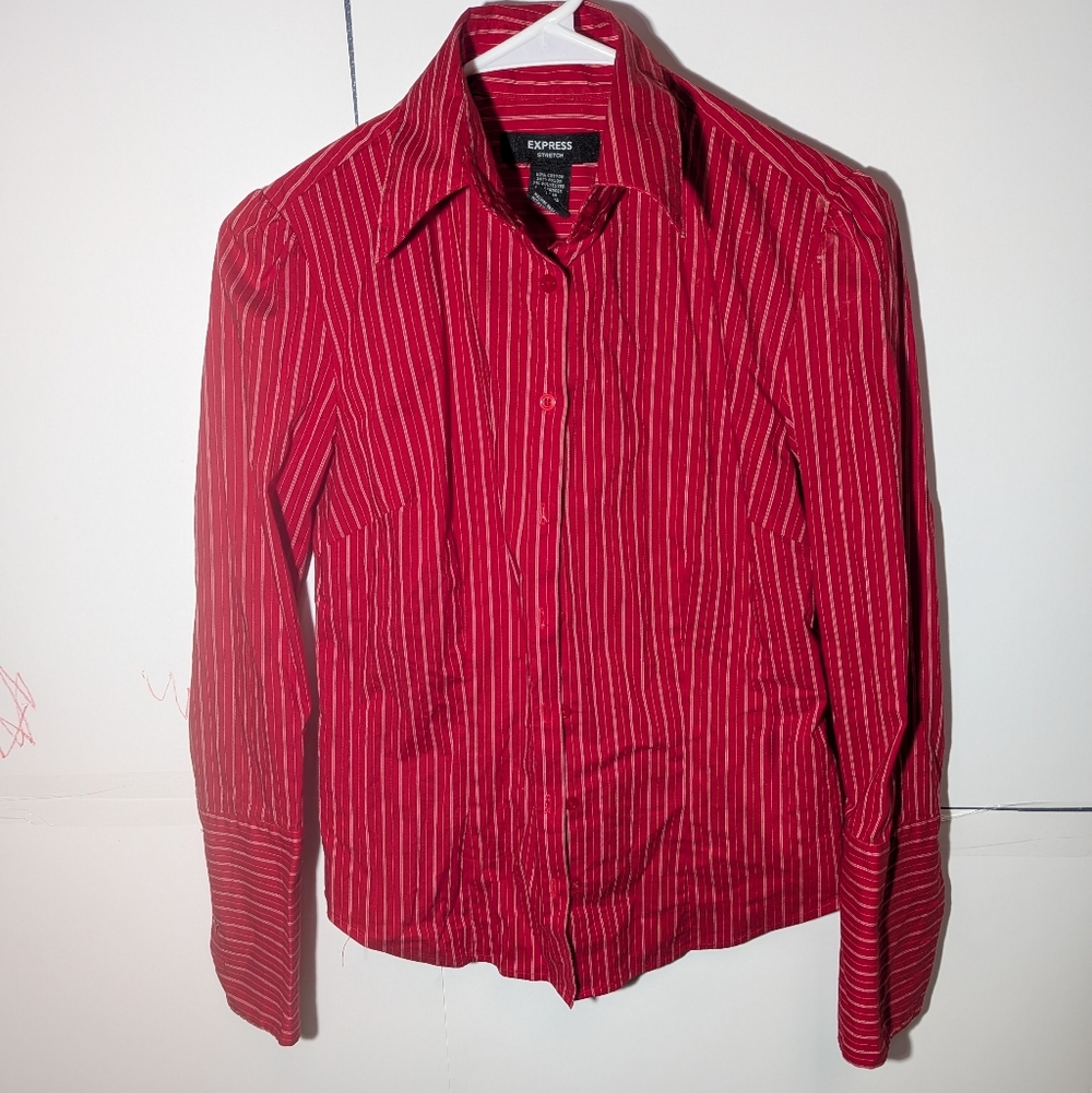 Express Red Striped Shirt Women's Small